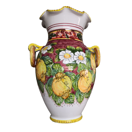 Umbrella holder vase red handpainted Vietri ceramic