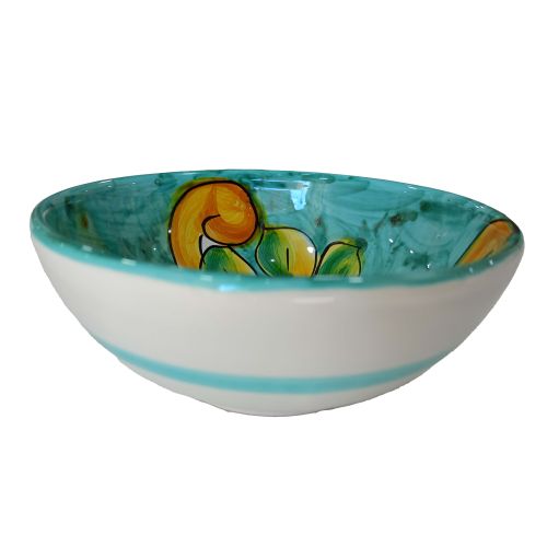 Smooth bowl, soup or salad plate. Baroque & Flowers line. Vietri ceramic. Hand painted.