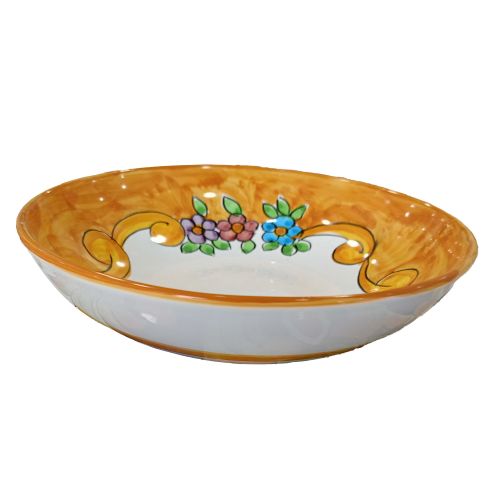 Glatte Schüssel, tiefer Teller oder Salatschüssel. Barock & Blumen-Linie. Vietri-Keramik. Handbemalt.