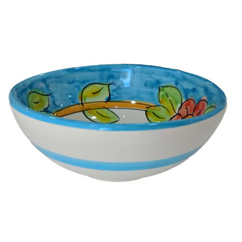 Smooth bowl, soup or salad plate. Flowers line. Vietri... 2