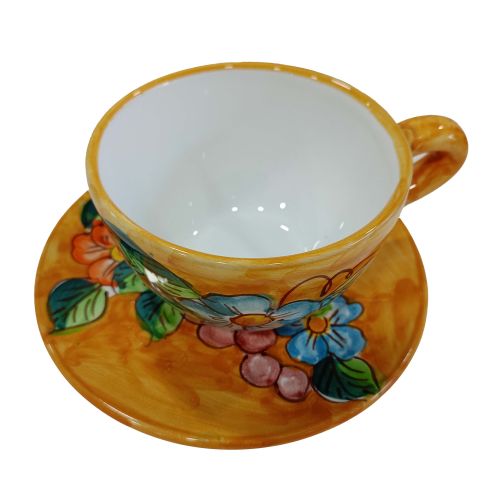 Tasse. Ideal für Milch, Cappuccino oder Tee. Blumen Linie. Vietri Keramik. Handbemalt.