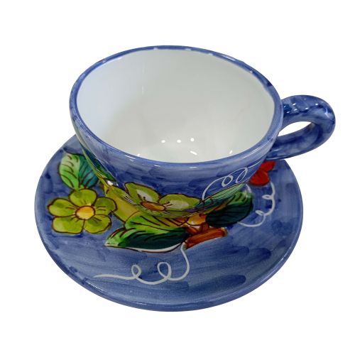 Tasse. Idéale pour lait, cappuccino ou thé. Ligne Citron & Fleurs. Céramique de Vietri. Peinte à la main.