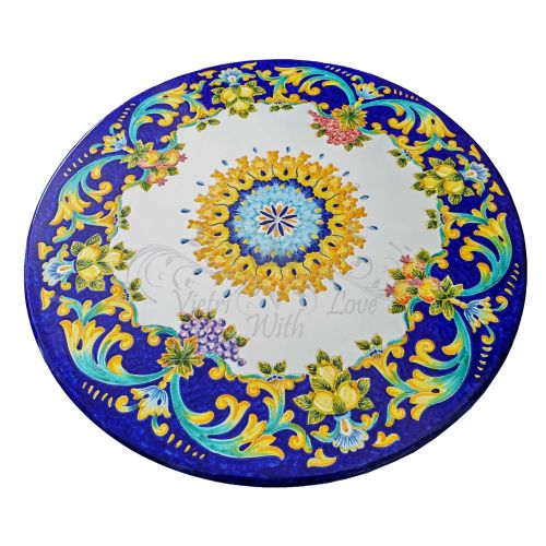 Table. Ceramic-coated lava stone table. Santa Chiara. Vietri ceramic. Hand-painted.
