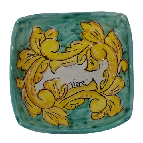 Pocket emptier Baroque and Green Copper Line. handpainted Vietri ceramic