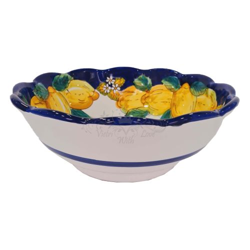 Coppa smerlata insalatiera Linea zagare e limoni. Ceramica di Vietri dipinta a mano.