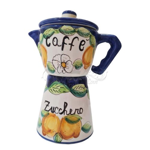 Kaffeemaschine. Zucker und Kaffee. Handbemalte...
