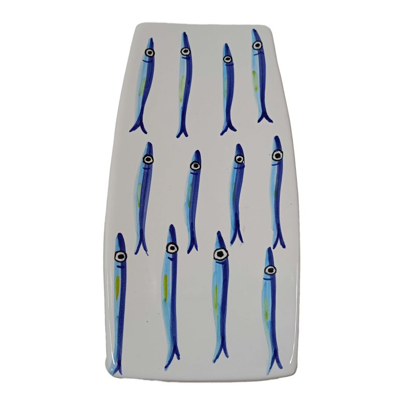 Sushi plate Sardines line. Hand-painted Vietri...