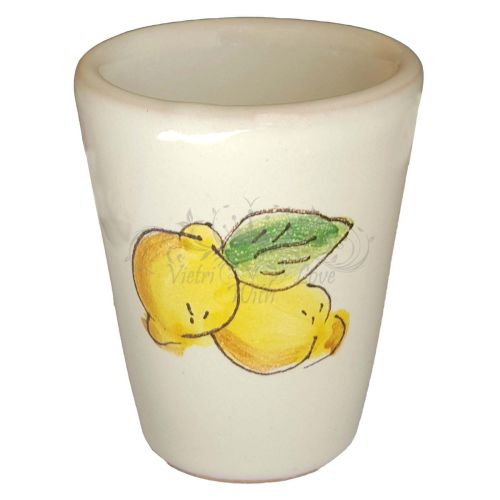 Bicchiere. bicchierino. Limoncello. Linea Limoni. Ceramica di Vietri. Dipinta a mano.