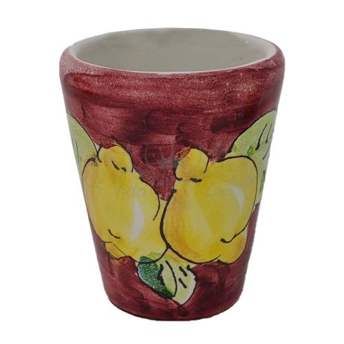 Bicchiere. bicchierino. Limoncello. Linea Limoni. Ceramica di Vietri. Dipinta a mano.