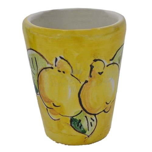 Bicchiere. bicchierino. Limoncello. Linea Limoni. Ceramica di Vietri. Dipinta a mano.