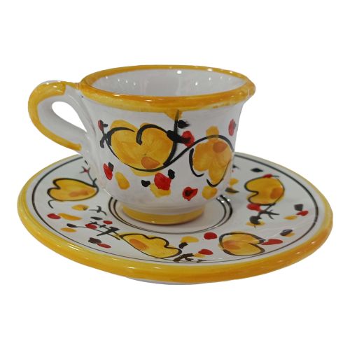 Coffee cup with saucer. Big Mama Line. Vietri ceramic. Hand-painted.