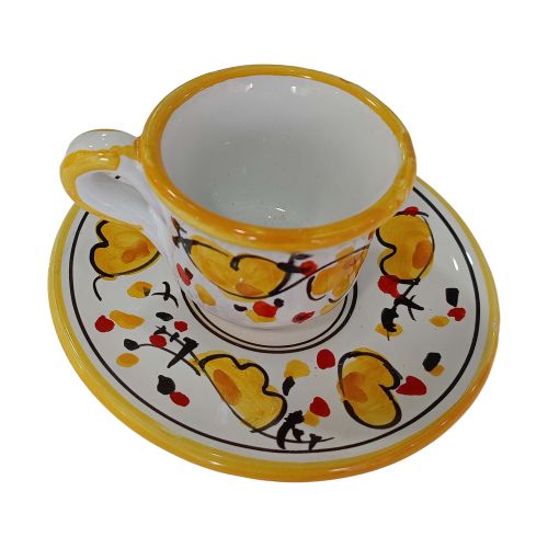 Coffee cup with saucer. Big Mama Line. Vietri ceramic. Hand-painted.