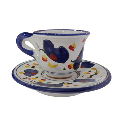 Coffee cup with saucer. Big Mama Line. Vietri ceramic. Hand-painted.