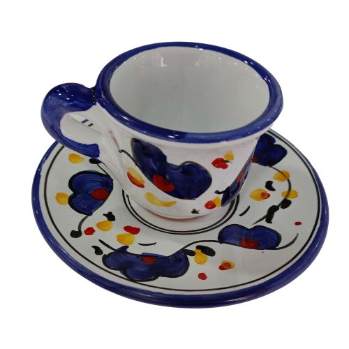 Coffee cup with saucer. Big Mama Line. Vietri ceramic. Hand-painted.