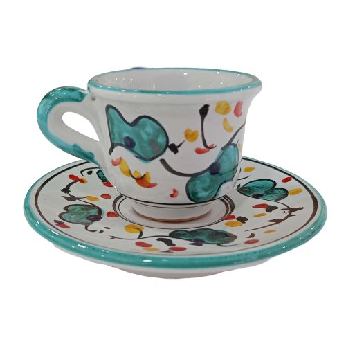 Coffee cup with saucer. Big Mama Line. Vietri ceramic. Hand-painted.