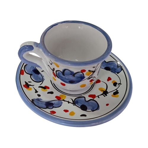 Kaffeetasse mit Untertasse. Big Mama-Linie. Vietri-Keramik. Handbemalt.