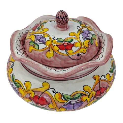 Biscuit Jar. Baroque and Flowers Collection. Hand-Painted Vietri Ceramics.