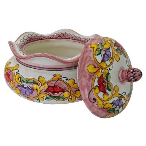 Boîte à Biscuits. Collection Baroque et Fleurs. Céramique de Vietri Peinte à la Main.