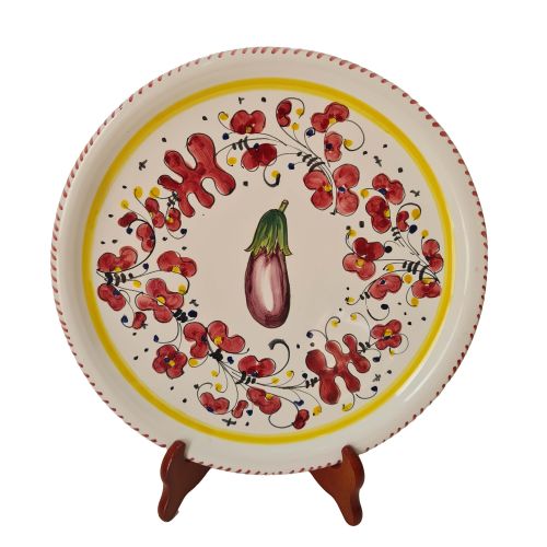Ligne Restaurants – Assiette à pizza. Fleurs et végétaux. Céramique de Vietri. Peinte à la main.