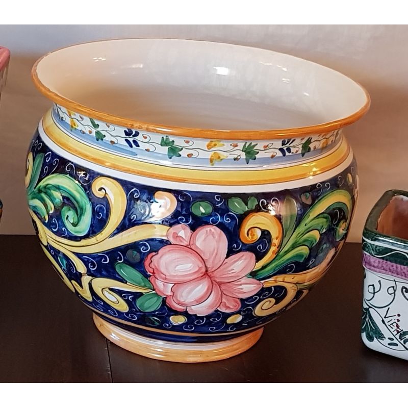 Cachepot Portapianta decoro floreale. Ceramica...