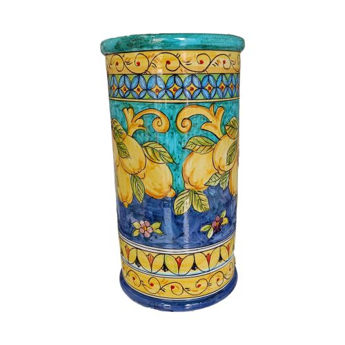 Umbrella Stand. Baroque and Lemons Collection. Hand-Painted Vietri Ceramics.