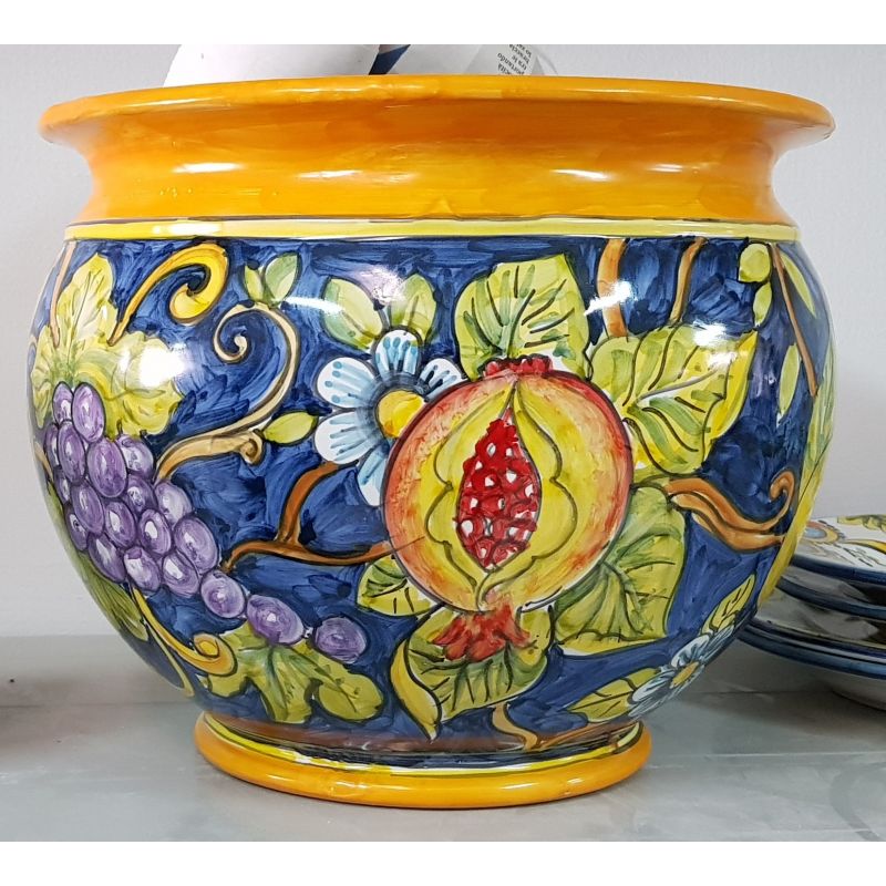 Cachepot Portapianta decoro frutta. Ceramica di...
