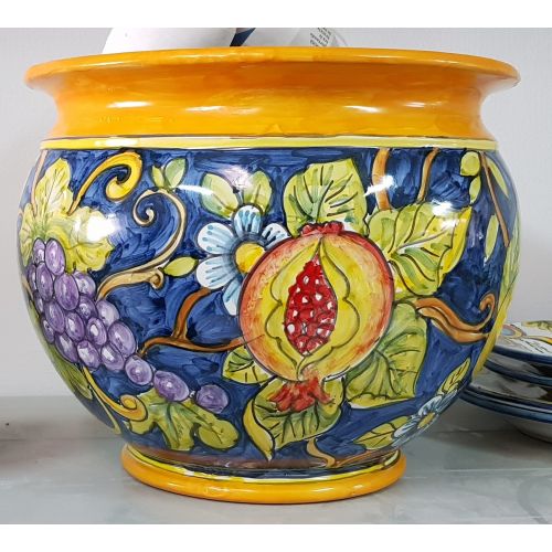 Cachepot Decoración de frutas portaplantas. Cerámica Vietri pintada a mano.