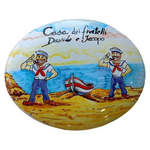 Customizable oval plaque. Vietri ceramic. Hand-painted.