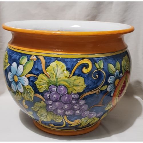 Cachepot Decoración de frutas portaplantas. Cerámica Vietri pintada a mano.