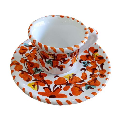 Taza con platito. Línea Primavera. Cerámica de Vietri. Pintada a mano.