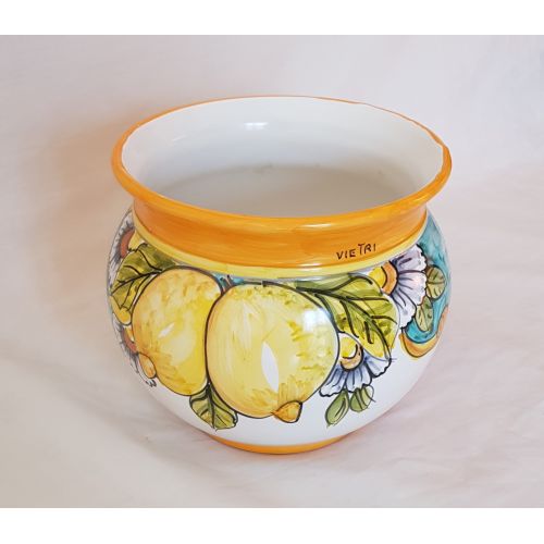 Cachepot Portapianta. Linea Limoni. Ceramica di Vietri. Dipinta a mano
