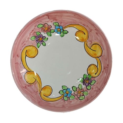 Smooth bowl, soup or salad plate. Baroque & Flowers line. Vietri ceramic. Hand painted.