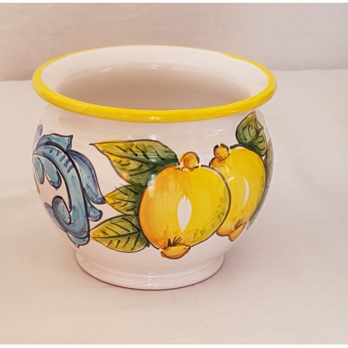 Cachepot Portapianta. Linea Limoni. Ceramica di Vietri. Dipinta a mano.