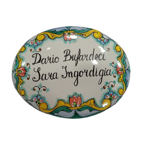 Targa ovale Personalizzabile. Ceramica di Vietri. Dipinta a mano.”