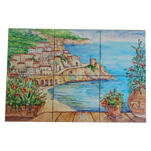 Wall Panel Panorama view Vietri Ceramic handmade.
