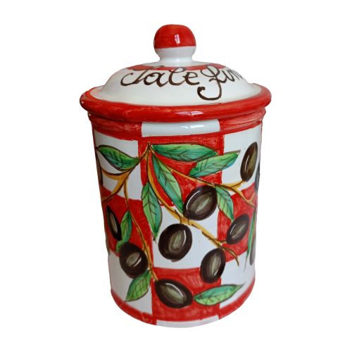Customizable Jar. Olive Pattern. Vietri Ceramic. Hand-Painted.