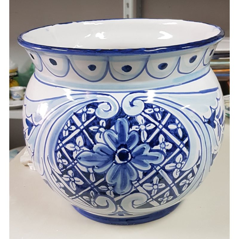 Plant holder white  Background con decoro Blu....