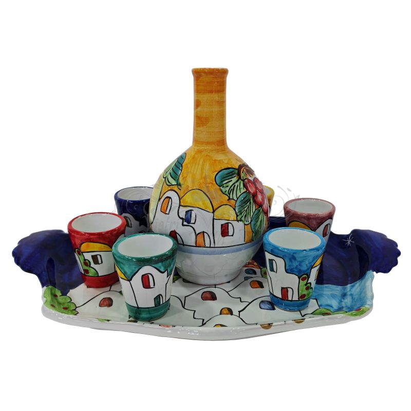 Limoncello-Set. Flasche, Tablett, 6 Gläser....