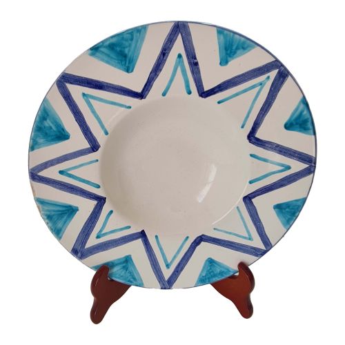 Restaurant Line – Priest’s Hat-Shaped Plate. Geometric Line. Vietri Ceramics. Hand-Painted.