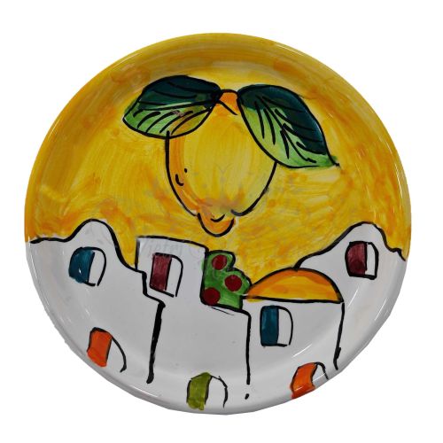 Coaster and/or Bottle Mat. “Little Houses of Positano” line. Vietri Ceramic. Hand-Painted.
