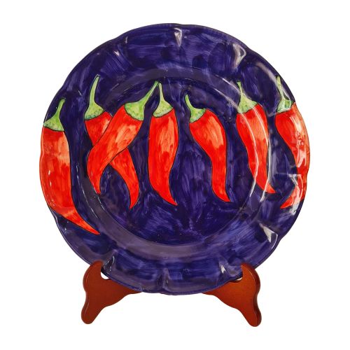 Teller. Gemüsegarten-Linie. Chilischote. Vietri-Keramik. Als Suppen-, Speise-, Obst-/Dessertteller oder Platzteller.