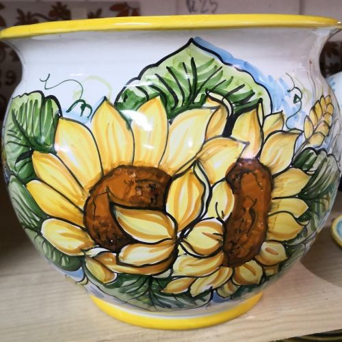 Plant holder white  Background, Girasoli. handpainted...