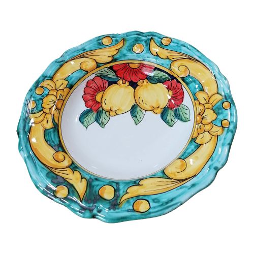Plate. Baroque and Lemons Line. Hand-painted Vietri ceramic. Available as dinner, soup, dessert/fruit plate or charger.