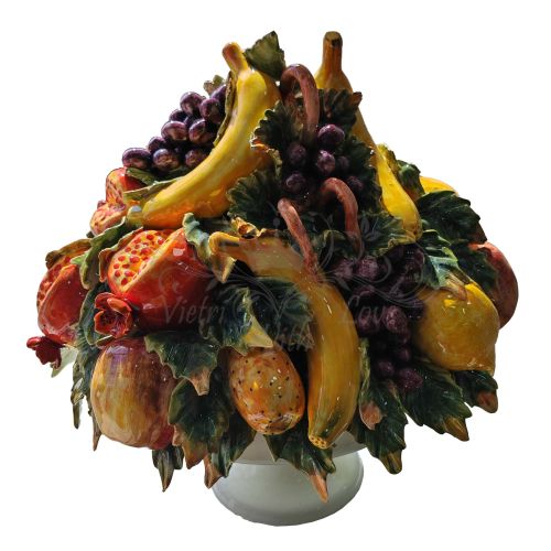 Cesta de fruta de cerámica. Cerámica de Vietri pintada a mano