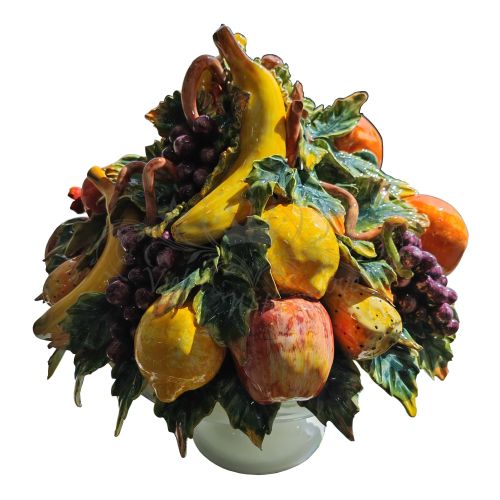 Cesta de fruta de cerámica. Cerámica de Vietri pintada a mano