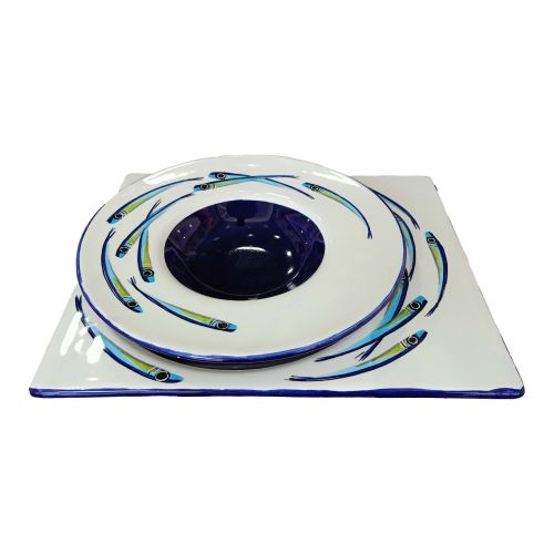 Placemat plate and Priest hat plate. Sardines Line.... 2