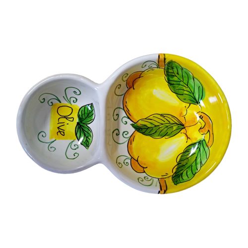 Porta aceitunas línea Limón. Cerámica de Vietri pintada a...