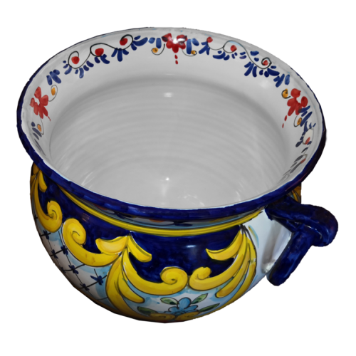Cachepot Portapianta. Linea Barocco. Bordo Blu. Ceramica... 2