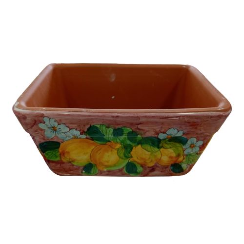 Fioriera a Cassetta Rettangolare. Linea Limoni e Fiori. Ceramica di Vietri dipinta a mano.