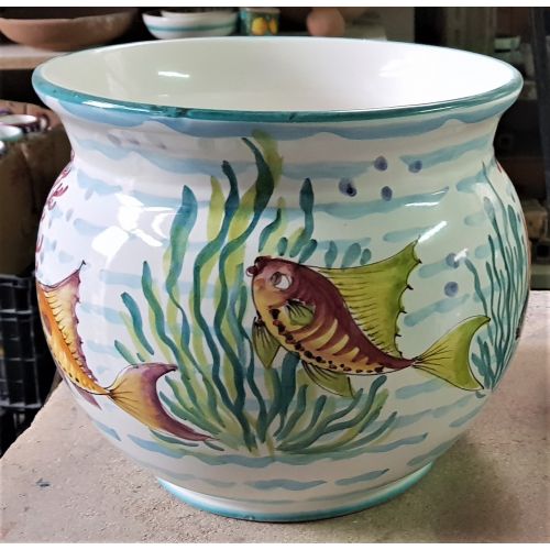 Cachepot Portapianta. Linea Pesci. Ceramica di Vietri....